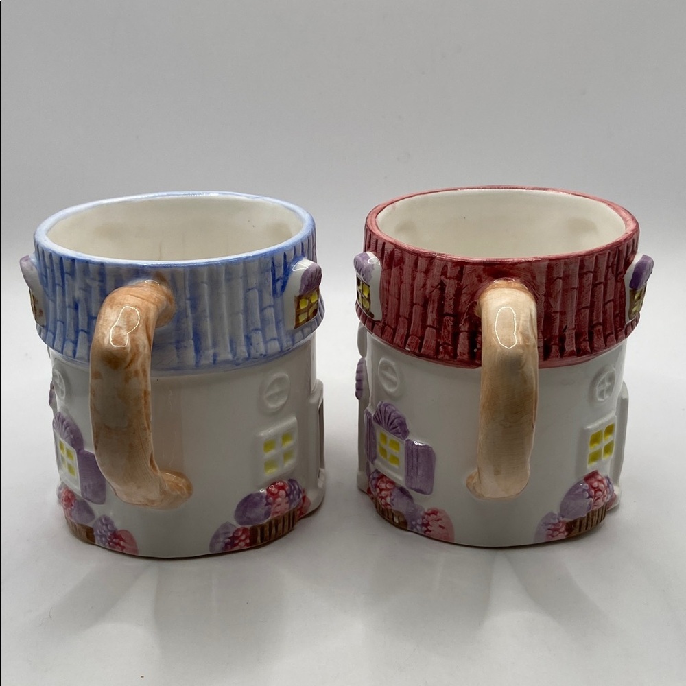 Vintage Country Cottage Ceramic Mugs Set Of 2 - Picture 3 of 8
